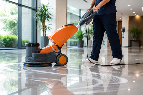 Body corporate cleaner maintaining shared apartment building areas in Melbourne